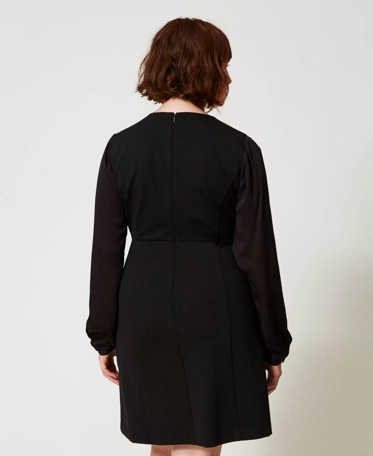 Vestiti Corti | TWINSET Milano Abito Corto Con Fiocco E Oval T Nero