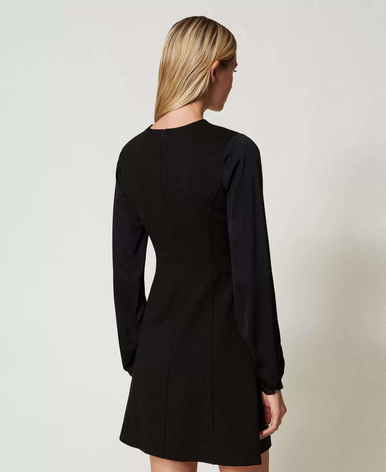 Vestiti Corti | TWINSET Milano Abito Corto Con Fiocco E Oval T Nero