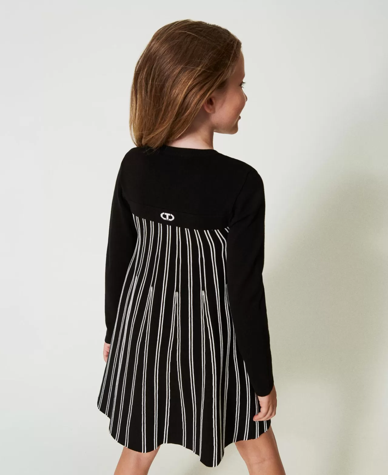 Vestiti | TWINSET Milano Abito Corto In Maglia A Righe Flexage Bicolor Nero / Off White