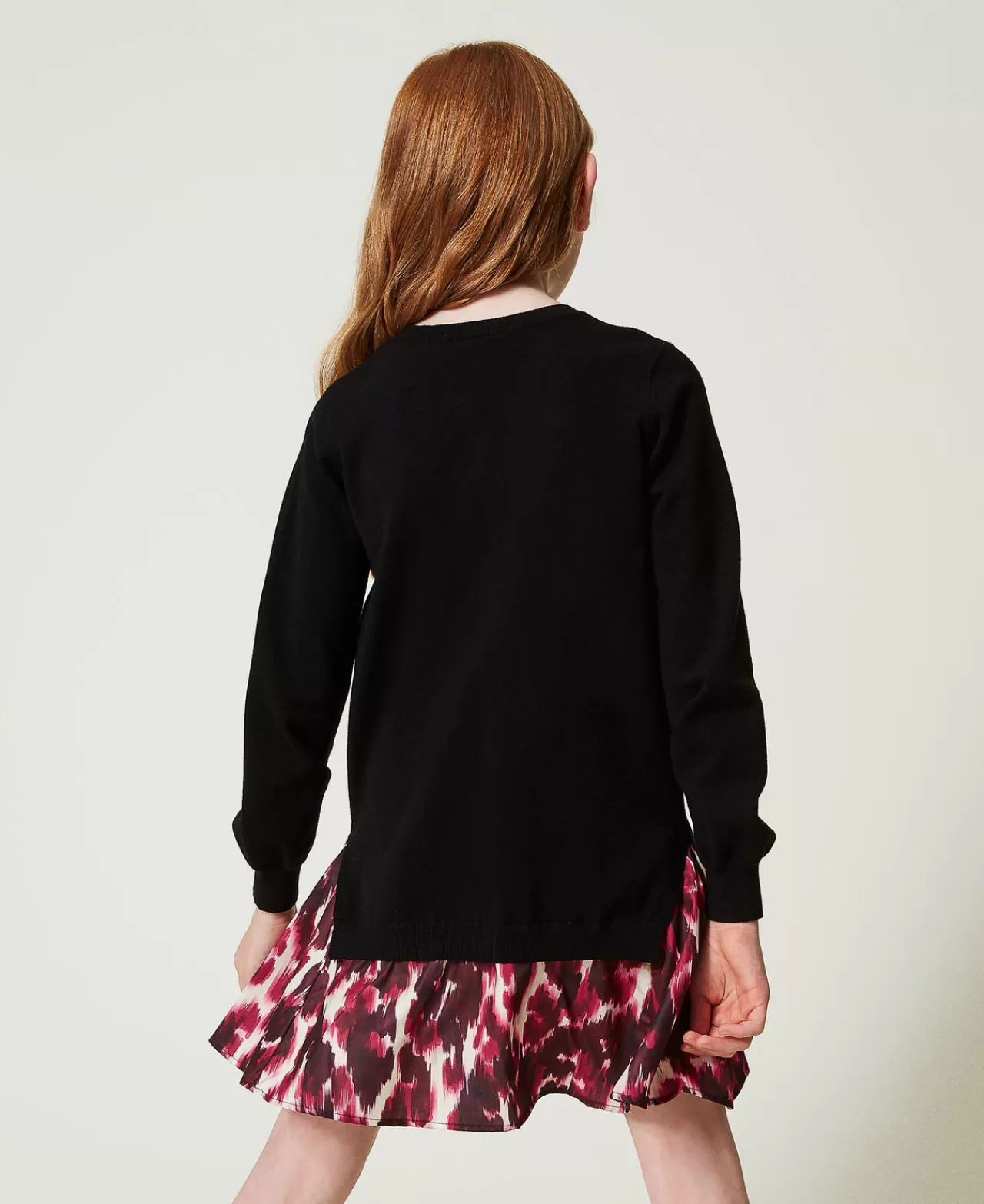 Vestiti | TWINSET Milano Abito Corto In Maglia Con Inserto Stampato Nero