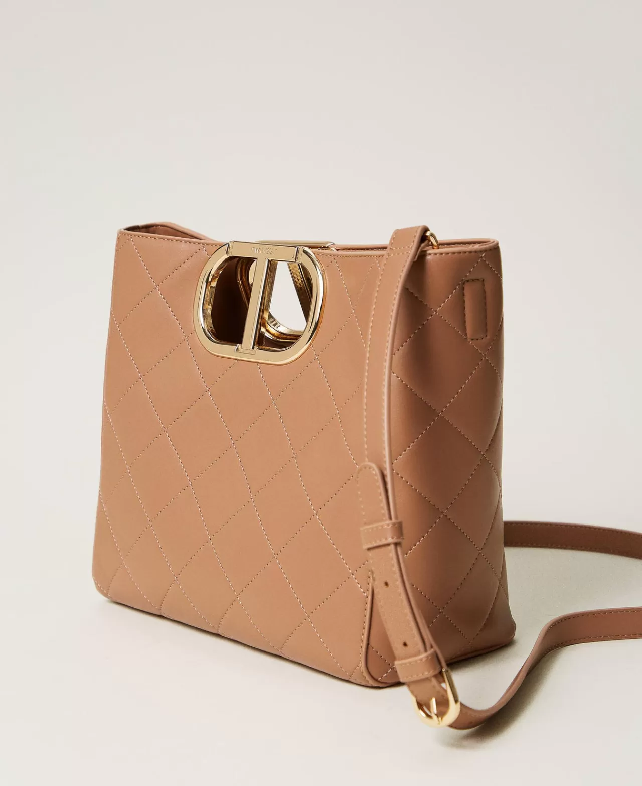 Borse Shopping | Borse A Mano | TWINSET Milano Borsa Shopper 'Lila' Trapuntata Con Manico Oval T Chocolate Malt