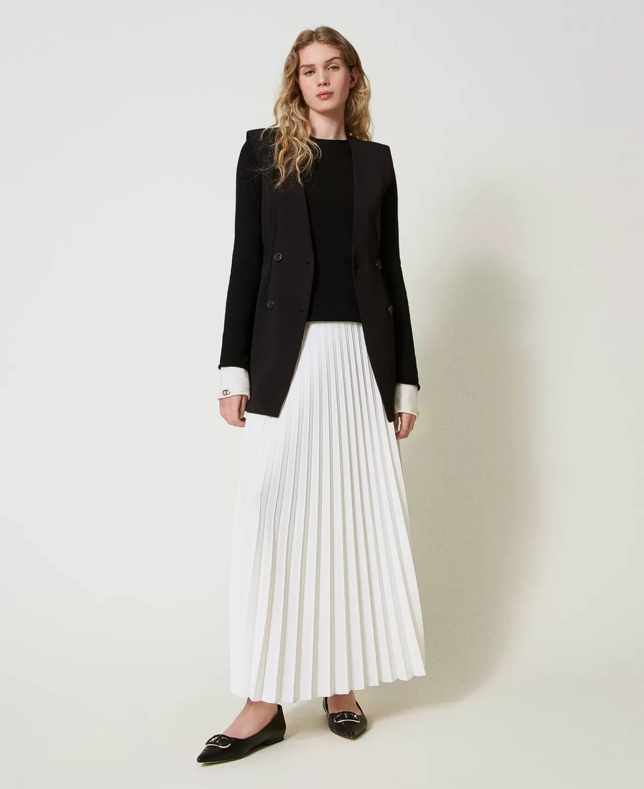 Maglie E Cardigan | TWINSET Milano Maglia Con Dettagli A Contrasto E Oval T Bicolor Nero / Bianco Neve